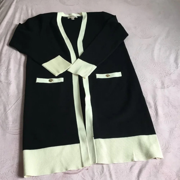 Philosophy Chic Padded Shoulder Novelty  Button Pocket Cardigan SZ L - Picture 2 of 11